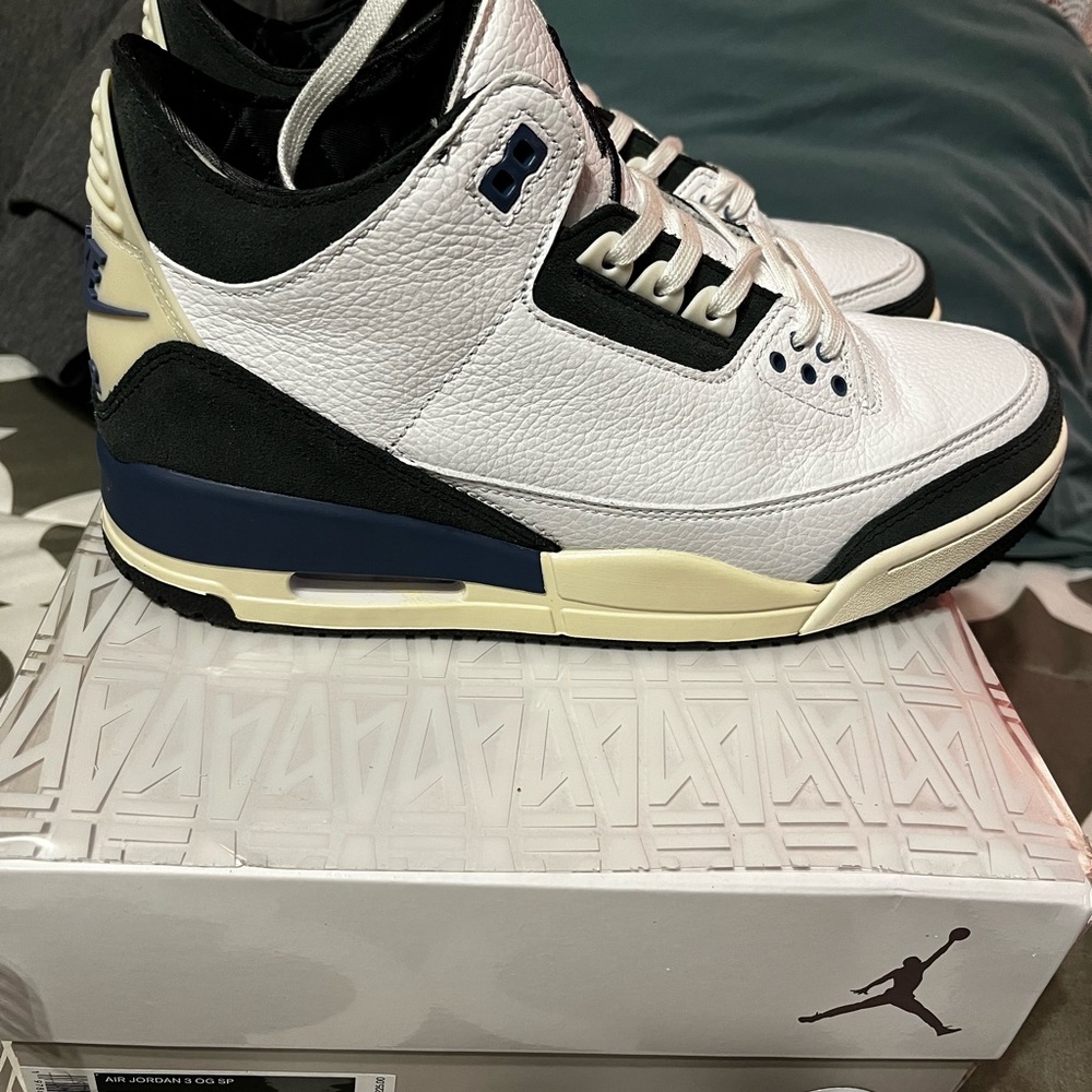 Jordan White and Black Athletic Shoes with Air Cushioning A Ma Maniére x edition
